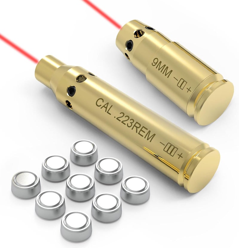 StrongTools BoreSighter for 22LR/223/9MM/7.62X39MM/30-30/30-06/.25/270/243/308/7MM/ 45ACP Colt Caliber Rifle Scope Handgun Brass Red Dot Boresight Kit for Hunting with AG3 Batteries (Special, Bullet Type) - Image 1